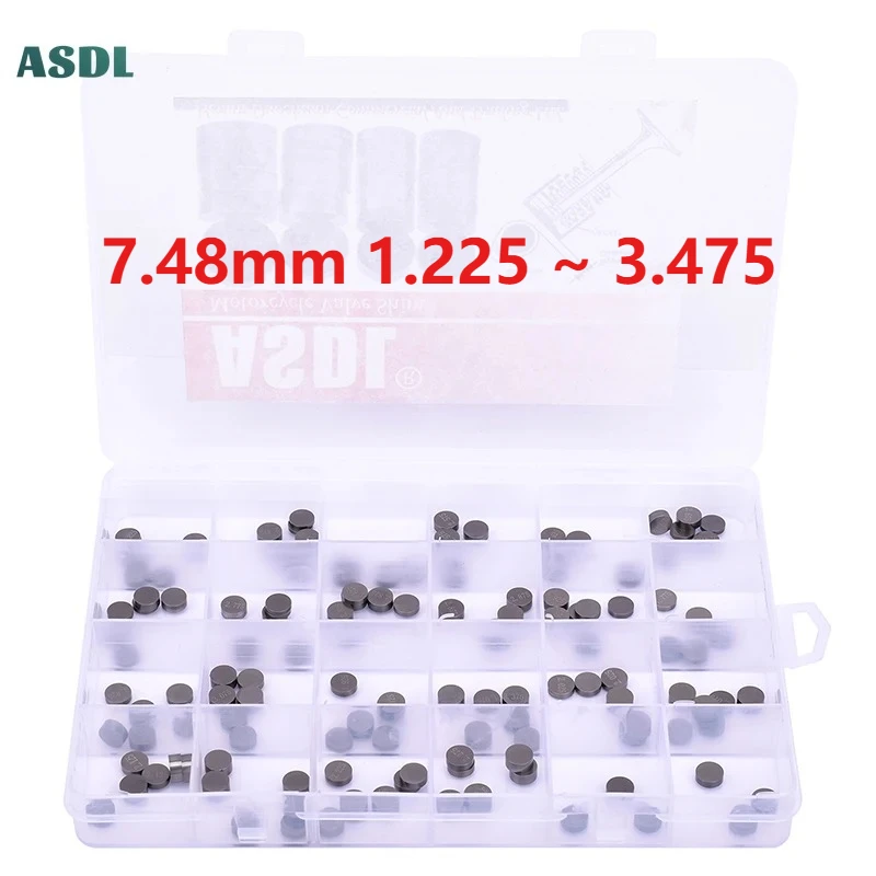 

Motorcycle Engine Parts Adjustable Valve Pad Shims 7.48mm Complete Valve Shim Kit Cams 1.225 ~ 3.475 (include 5pcs)