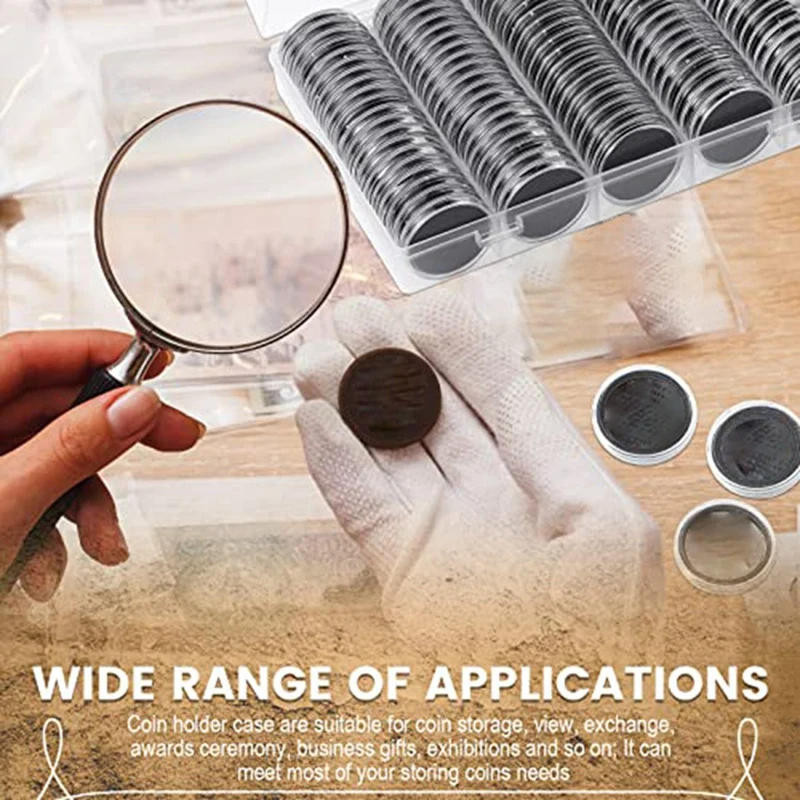 300 Piece 30 Mm Coin Capsules With Black Protect Gasket Foam 5 Sizes (17/19/21.5/25/27/30Mm)