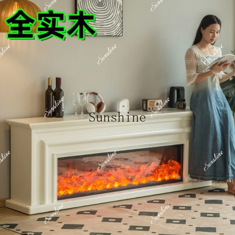 Simple solid wood side cabinet Modern small apartment living room TV fireplace cabinet  FT