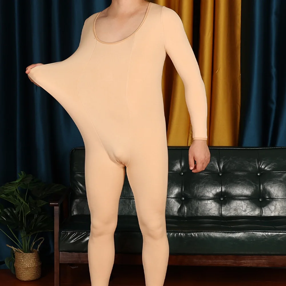 

Мужское тонкое термободи, нижнее белье с длинными рукавами, комбинезон на молнии на груди + открытая промежность, чулки для всего тела, эротическое нижнее белье, купальник