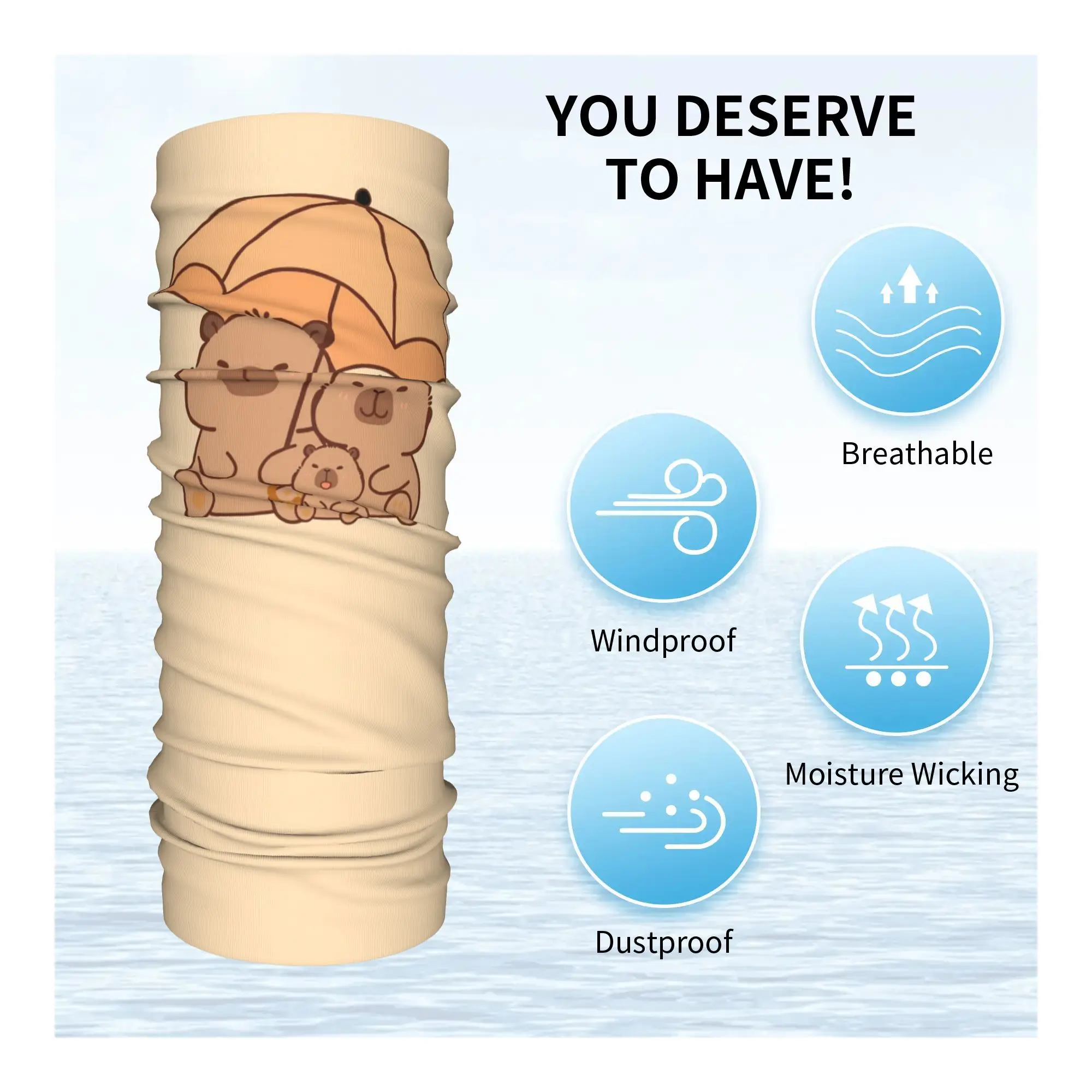 카피바라 밴다나 넥 게이터 프린트 랩 스카프 다기능 헤드웨어 남녀 공용 통기성