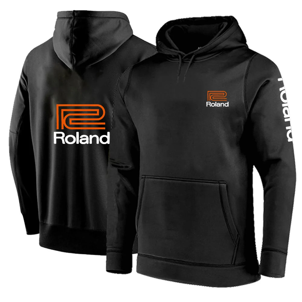 2024 New Men Roland Piano Spring and Autumn Solid Color Comfortable Casual Pullover Hoodies Loose Fashion Hooded Tops