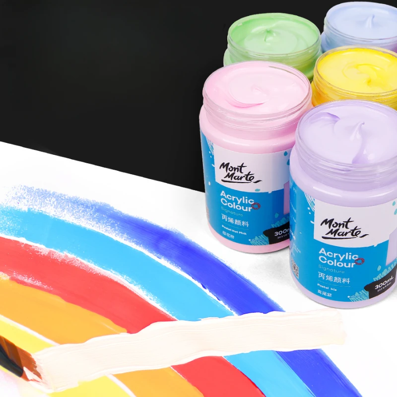 

100/300ml Acrylic Paint Macaron Color Diy Large Bottle Hand-painted Waterproof Sunscreen Wall Painting Fabric Pigment