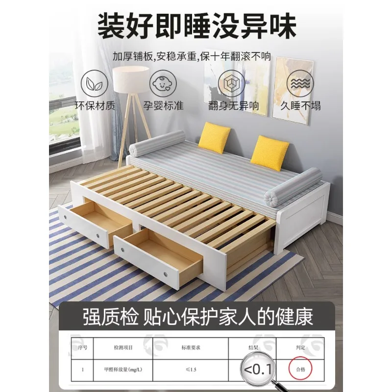 Sofa bed folding dual-purpose multi-functional telescopic bed double living room household small apartment solid wood push-pull