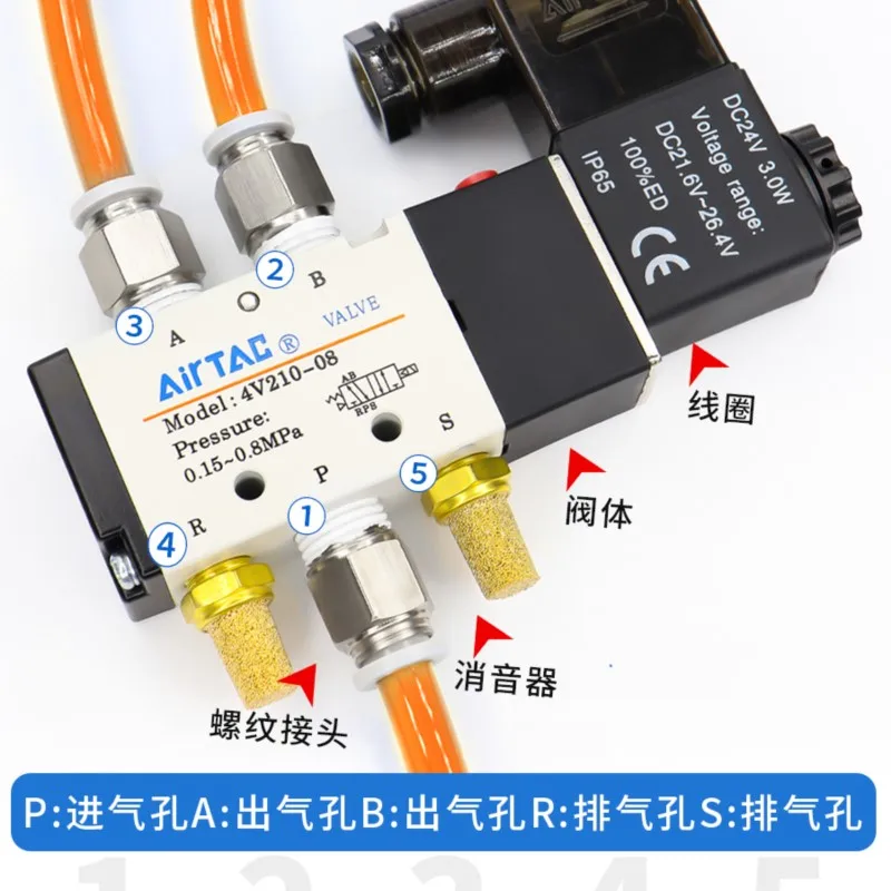 Electromagnetic valve 4v210-08 220V controller air valve 4V110 4V310 4V410 4V220 4V230 4V330 4V430