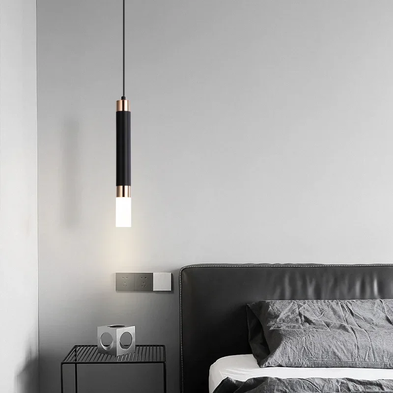 Led Minimalist Bedside Small Chandelier Bedroom Simple Modern Study Dining Room Pendant Lights Suspension Design Luster Fixture