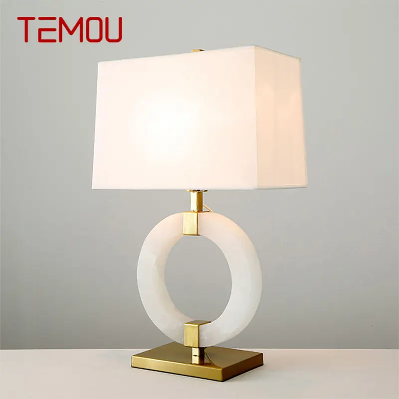 

TEMOU Modern Marble Table Lamp LED Creative Fashion White Simple Desk Light for Decor Home Living Room Bedroom Study