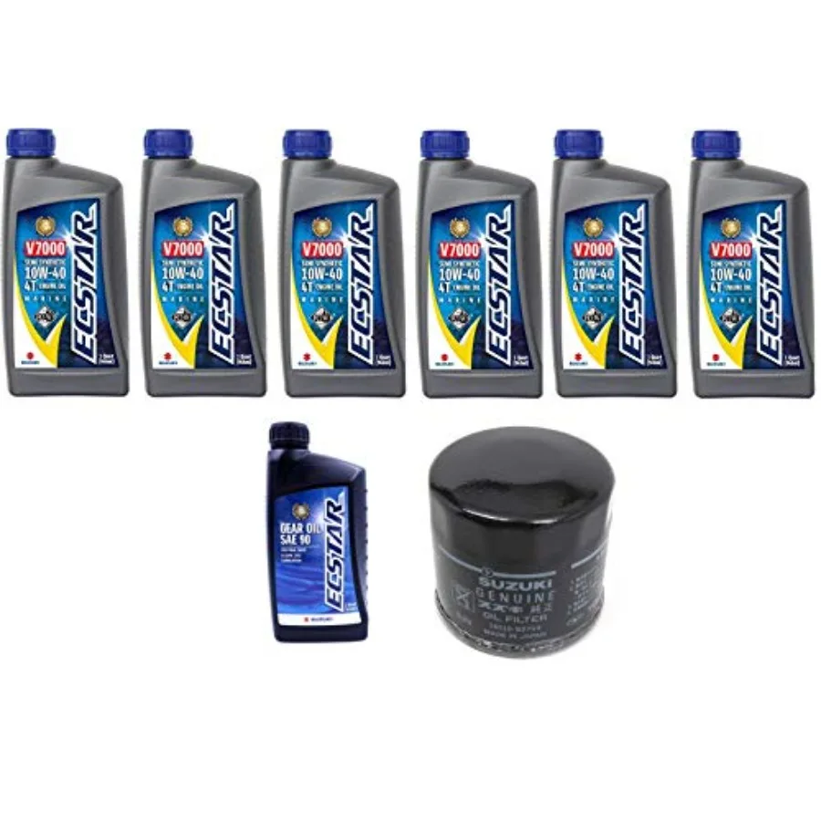 مجموعة تغيير الزيت للمحرك الخارجي DF140A مع 6 كوارت من زيت المحرك عالي الأداء 1651061A31 فلتر زيت وسوزوكي L سعة 1 لتر #1