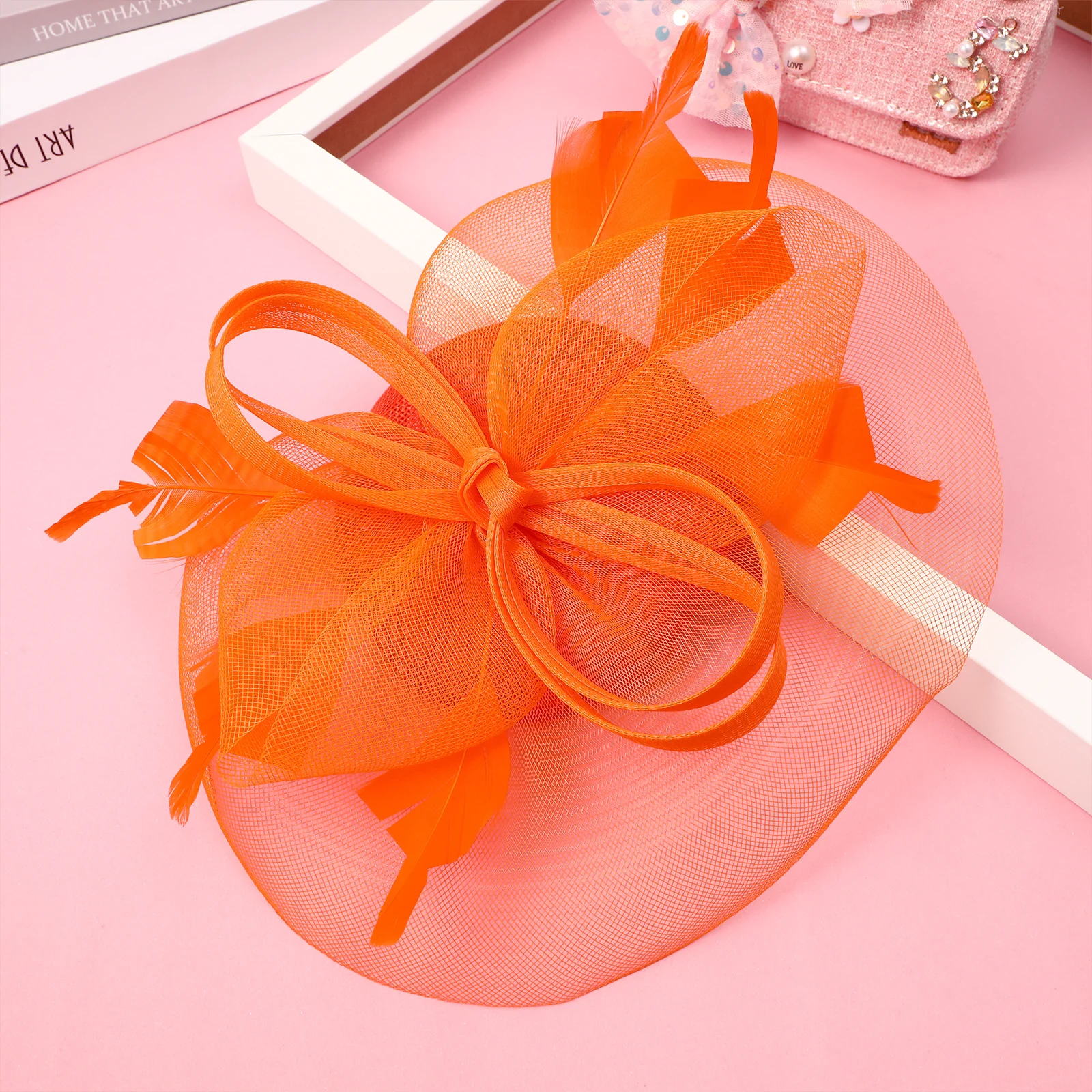 

Flower Headb Mesh Hat Bridal Accessories Fascinator Women Tea Party Banquet Wedding Decor Plume Design Lightweight