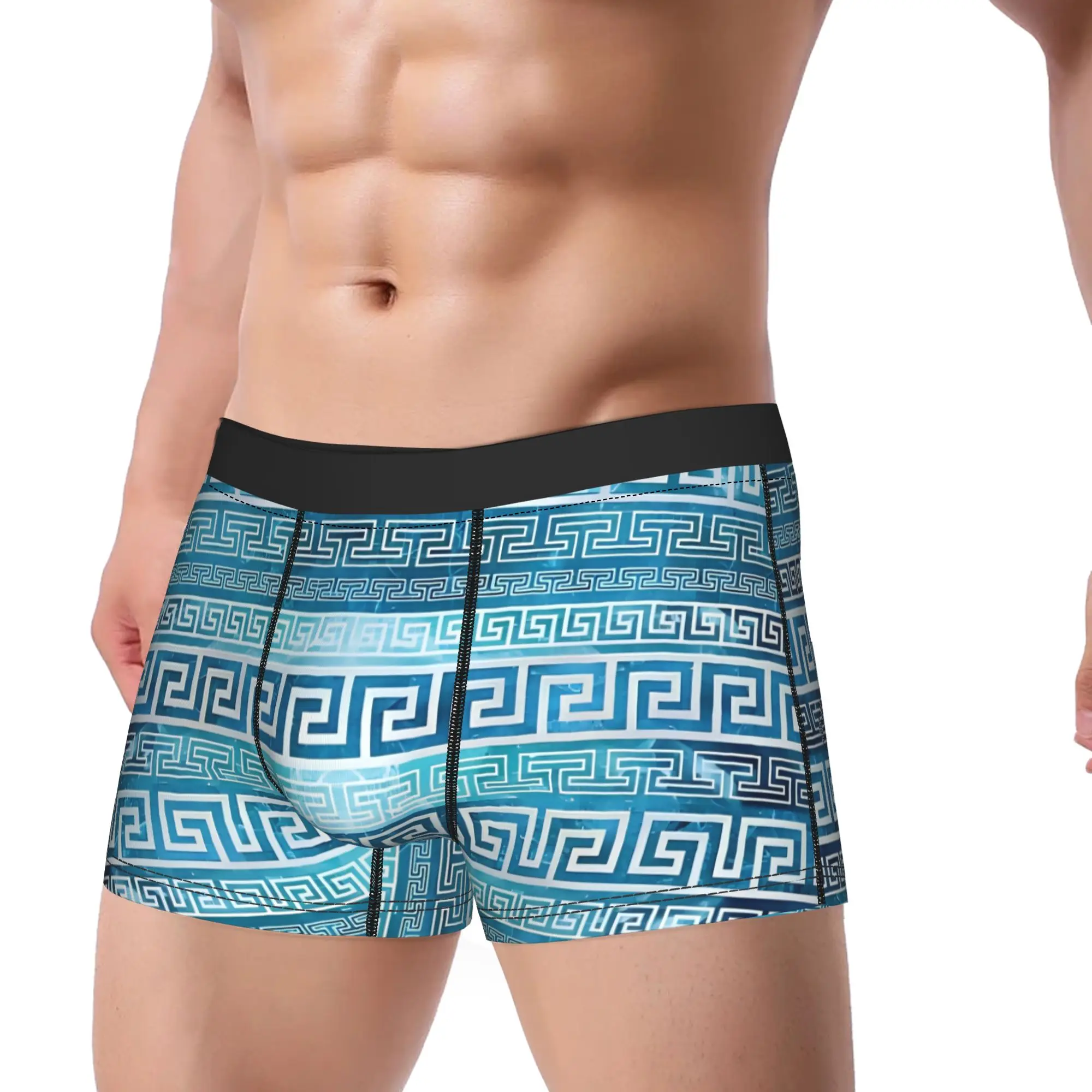 1piece Greek Meander Pattern Greek Key Ornament  Underpants Breathbale Panties Male Underwear Comfortable Shorts