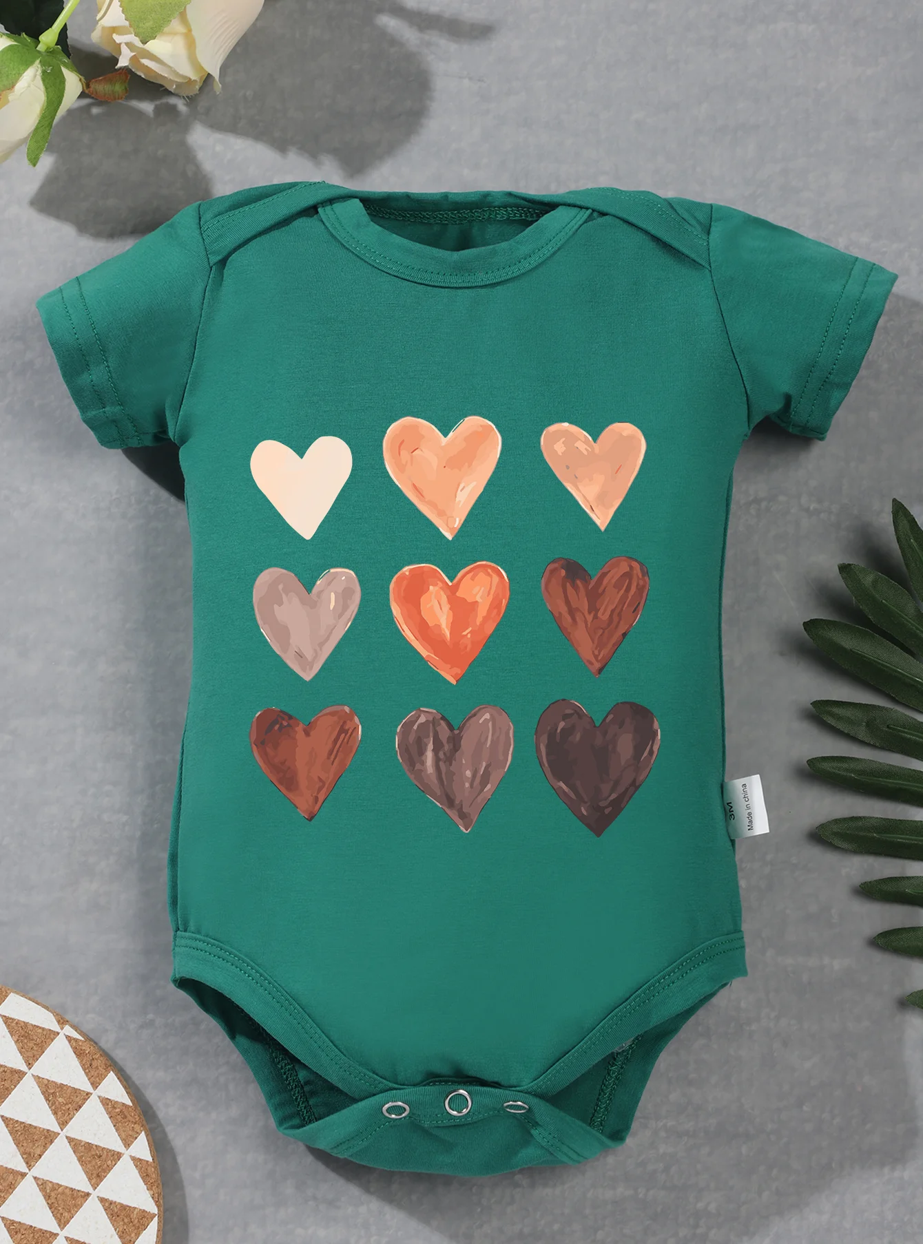 Romper Short Sleeve Toddler Heart Pattern Cute Baby Girl Boy Newborn 0-24M Infant Fashion Jumpsuit New Style Bodysuit Onesie