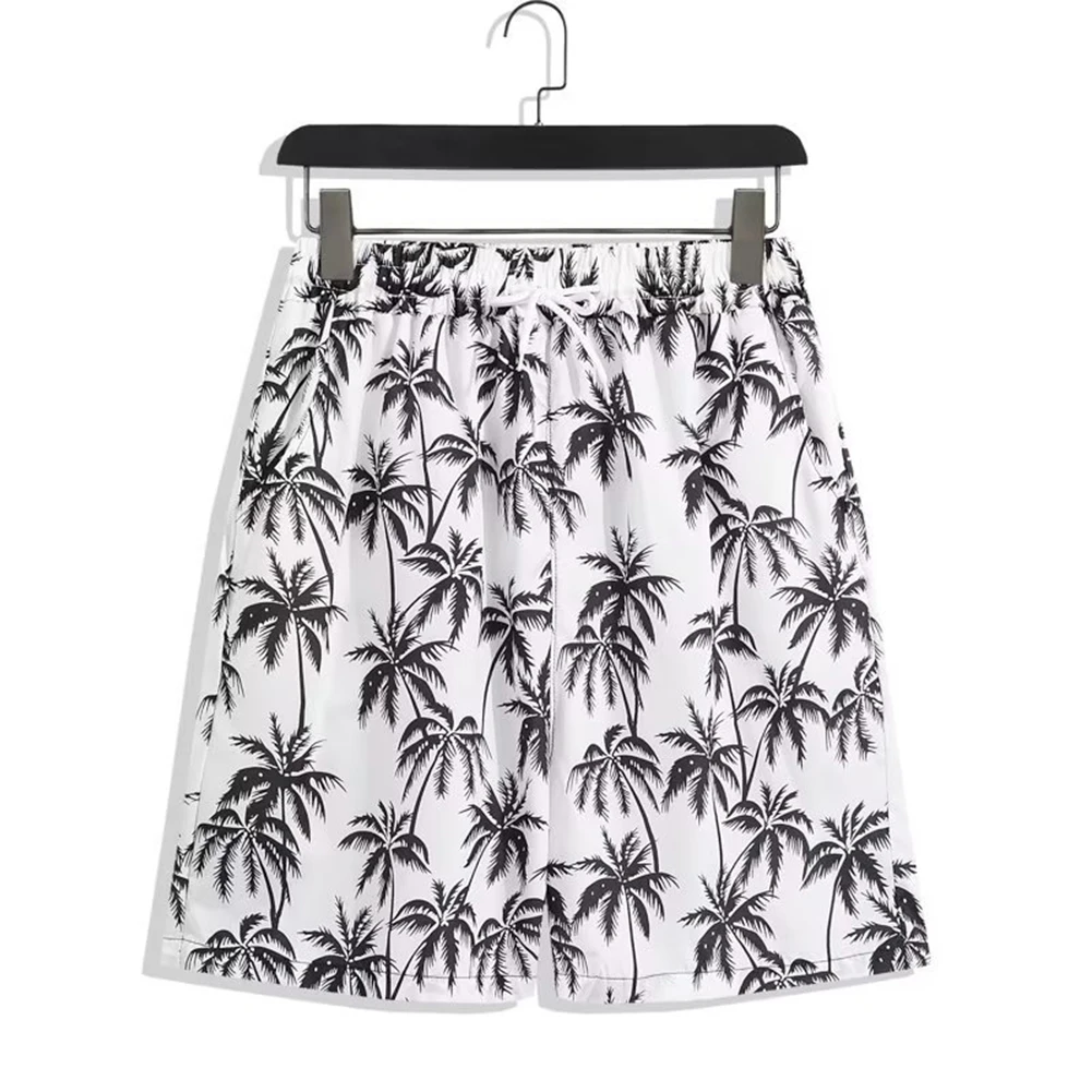 For Beach Activities Drawstring Swimwear Elastic Five Point Pant Beach Vacation Polyester Fabric Print Pattern