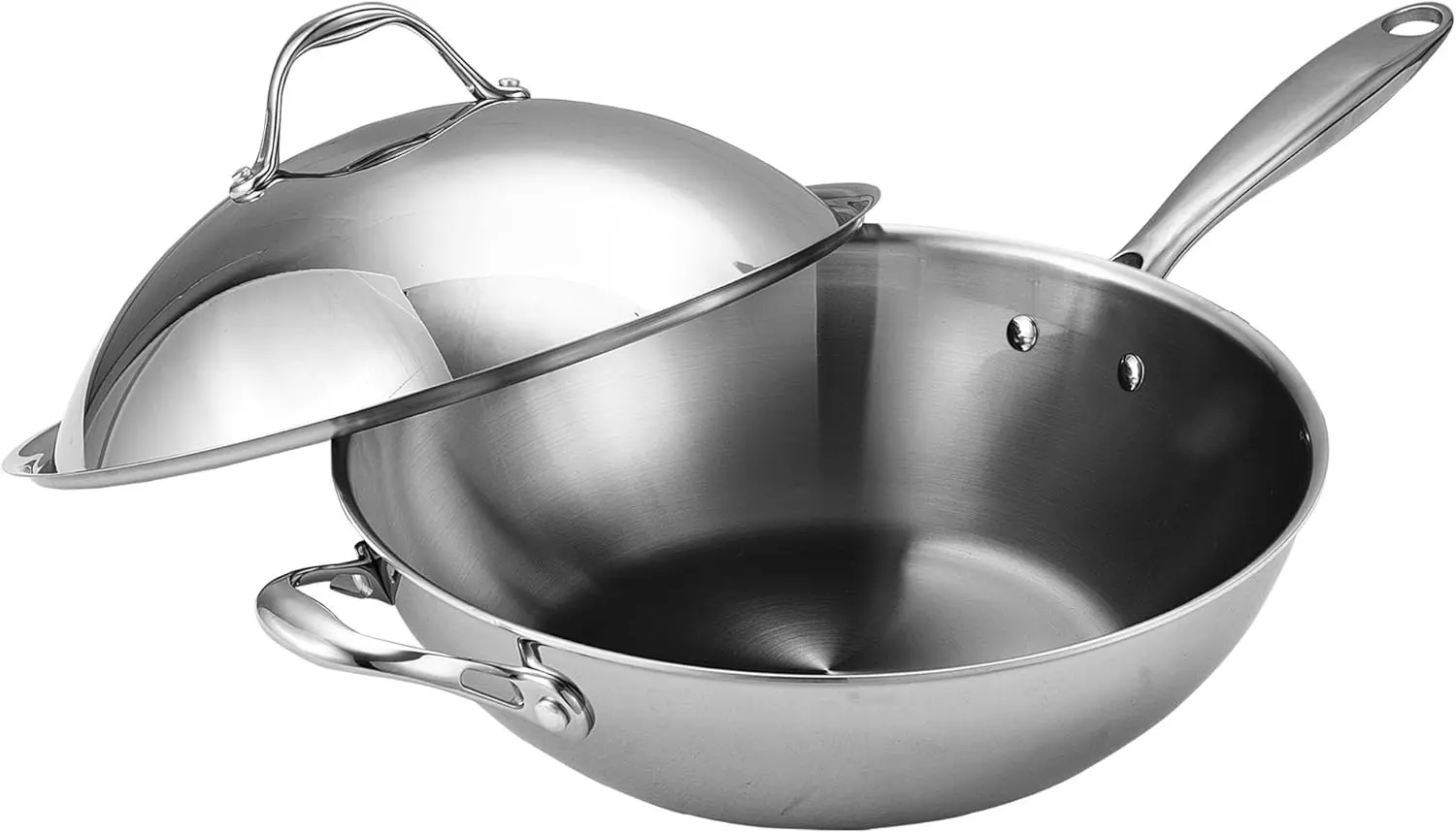 

Standard Wok Multi-Ply Clad Stir Fry Pan, 13" with High Dome lid, Silver