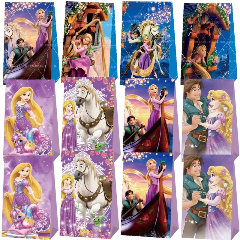 

12/24Pcs Princess Rapunzel Tangled Paper Gift Bag Tangled Candy Snack Cookies Bags For Girl Birthday Party Baby Shower Supplies