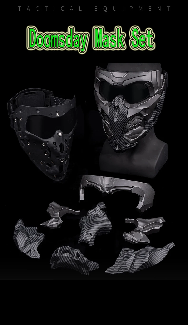 Tactical Doomsday Mech Terminator Style Mask and COSPLAY Carbon Fiber Silver Gray Suit