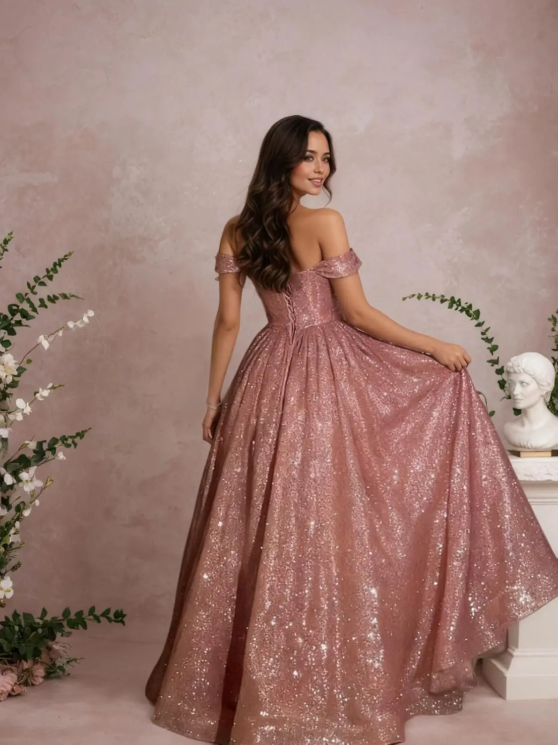 2026 Long Sparkly Sequin Tulle Prom Dress A Line Corset Formal Ball Gown Party Luxury Dress Off Shoulder Quinceanera Dress - Image 2