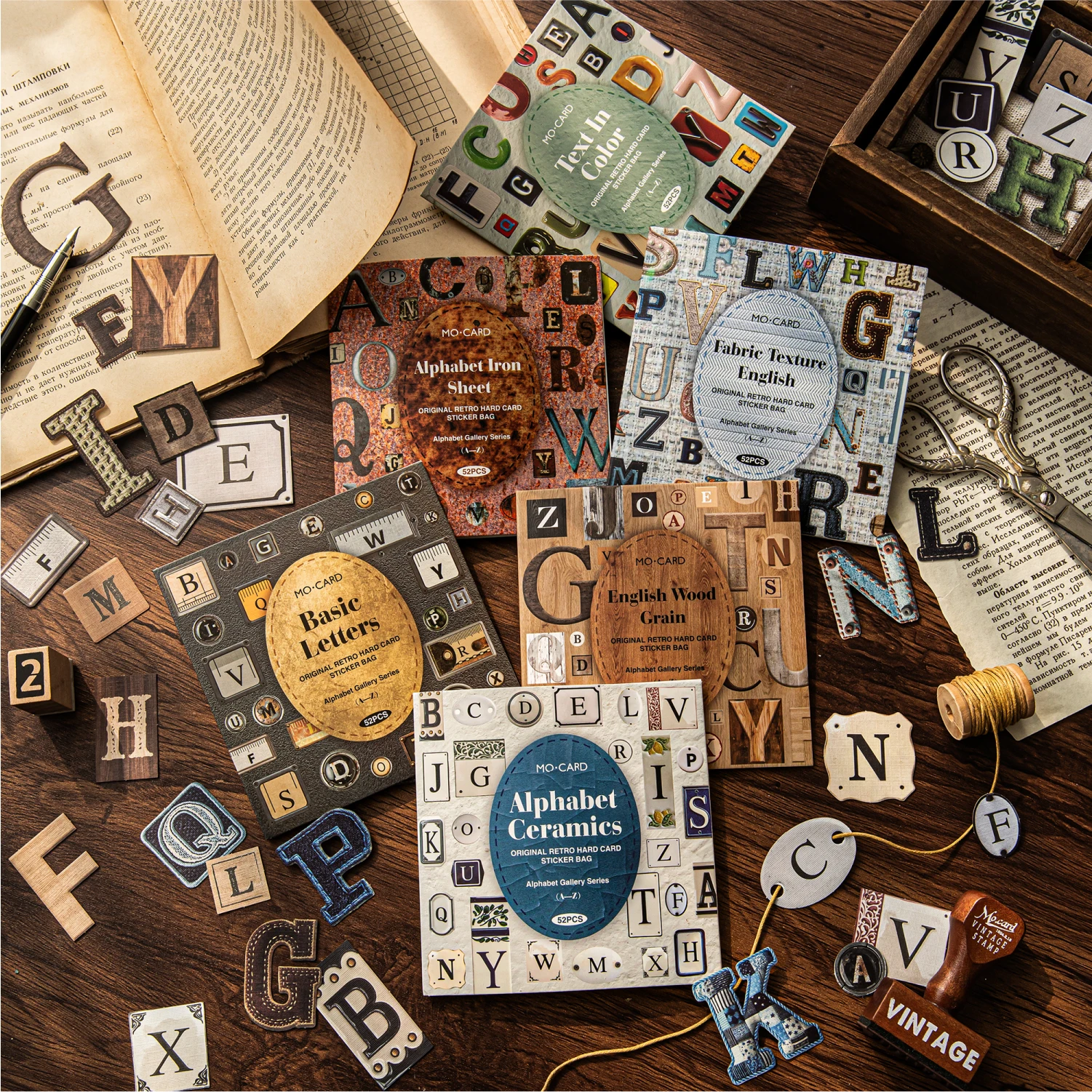 

6 упаковок/лот, серия «Алфавит выставочный зал», ретро креативное украшение, бумажная наклейка «сделай сам»