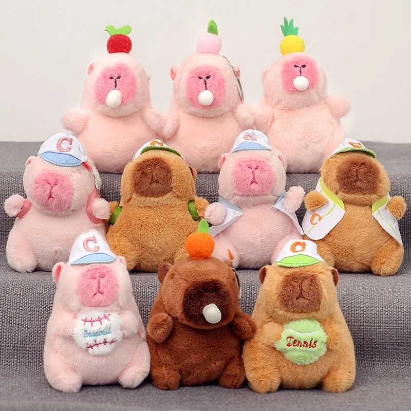 LLavero de muñeco de peluche de dibujos animados Capybara Squeeze Spit Bubble, colgante creativo, lindo, mochila Kapybara, regalo de cumpleaños, nuevo