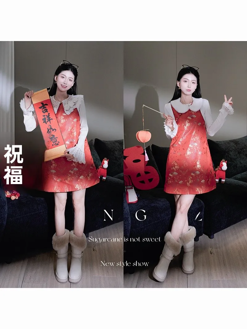 

New Chinese Sle Design Sensation And Cloud Pattern Turn-down Collar Dr Women's Faion Hanfu ort Skirt