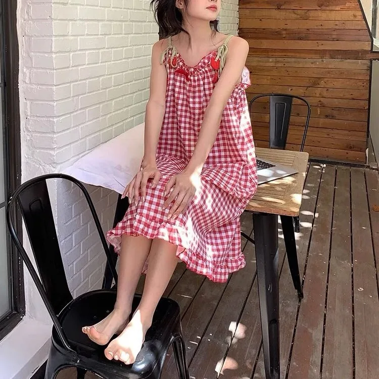 

Women's Pajama Set Fashion Homewear Strapless Nightgown Cotton Women Girls Home Loungewear Summer Refreshing Rustic Style