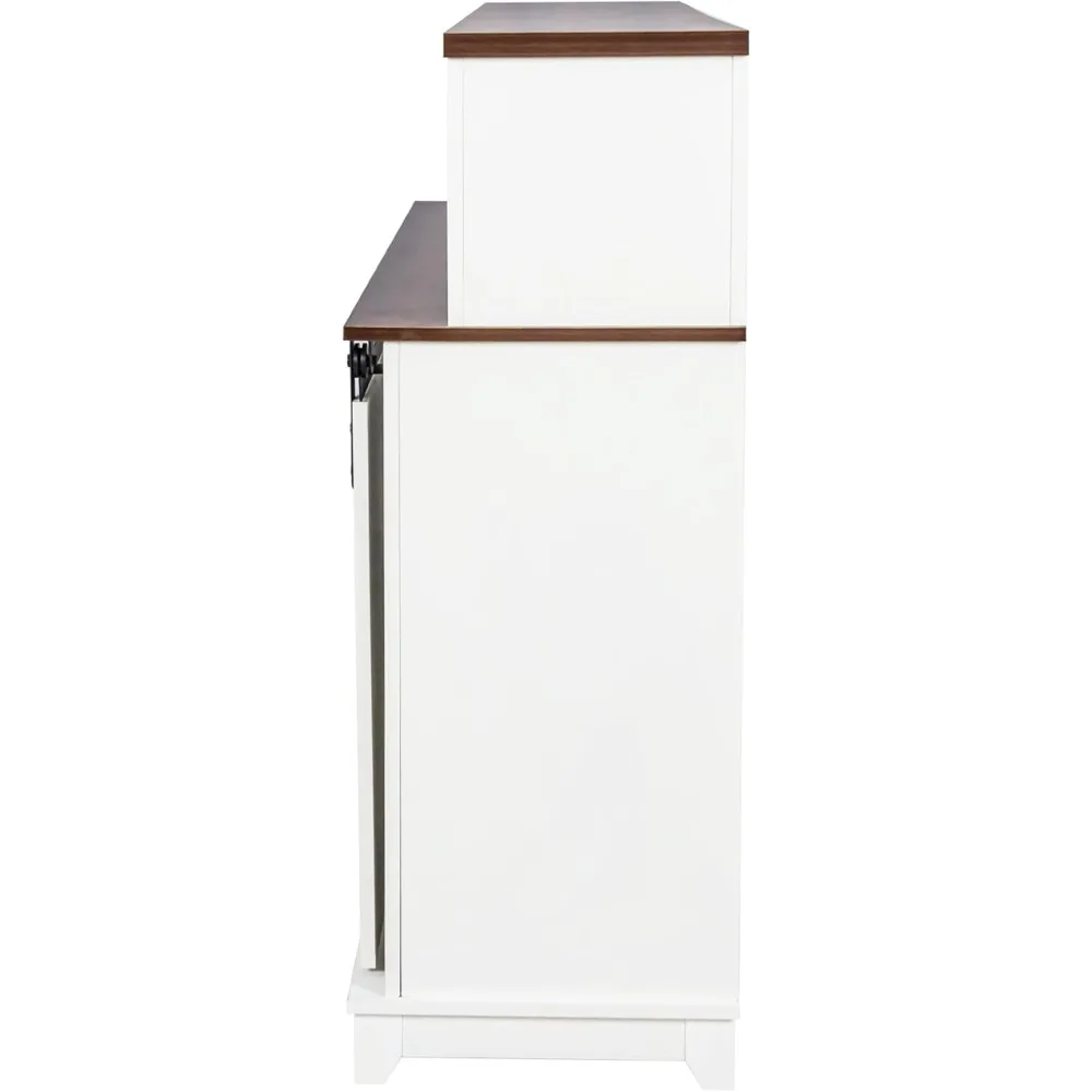 47インチ コーヒーバー ワインキャビネット スライド式納屋戸付き、ワインボトルラック付きビュッフェキャビネット、キッチン用収納キャビネット。