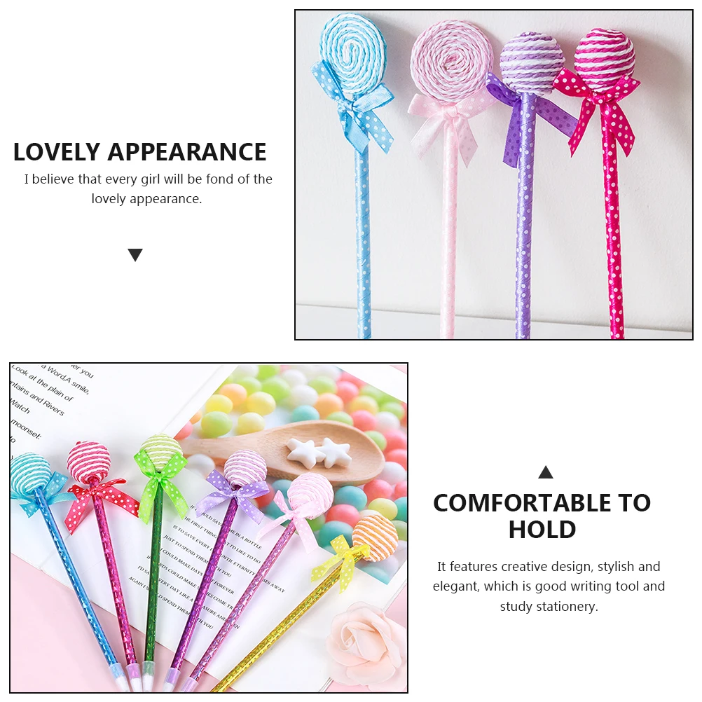 

10 Pcs Bow Ballpoint Pen Lollipop Shape Students Stationery Creative Writing for Signature Cartoon Pens