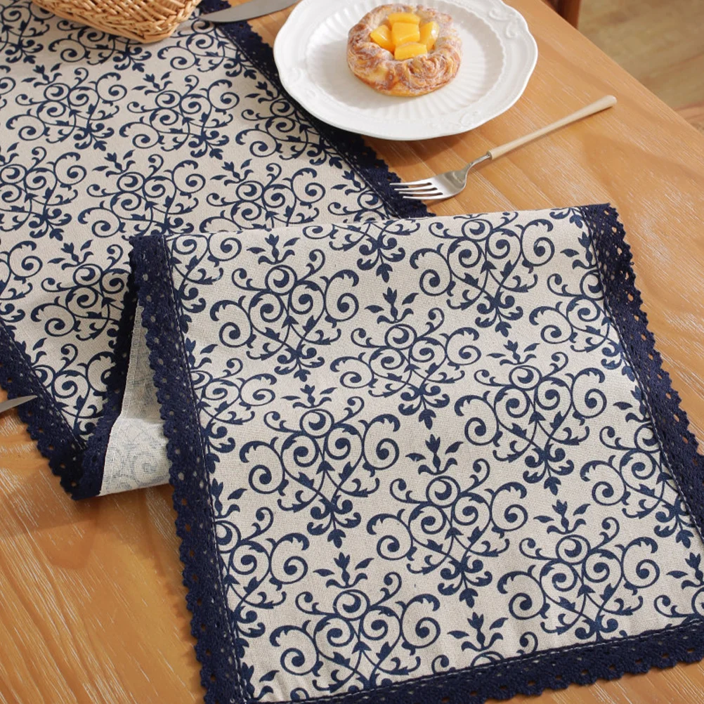 

Vintage Charm Table Runner Blue White Ceramic Design for Center Table Sideboard Shoe Cabinet Decor Party Birthday Event
