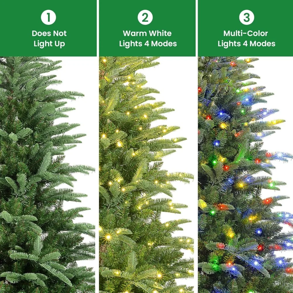شجرة عيد الميلاد الاصطناعية المفصلية المطورة بطول 7 أقدام مع 430 أضواء متعددة الألوان RGB ونصائح 1171، وشملت جهاز التحكم عن بعد