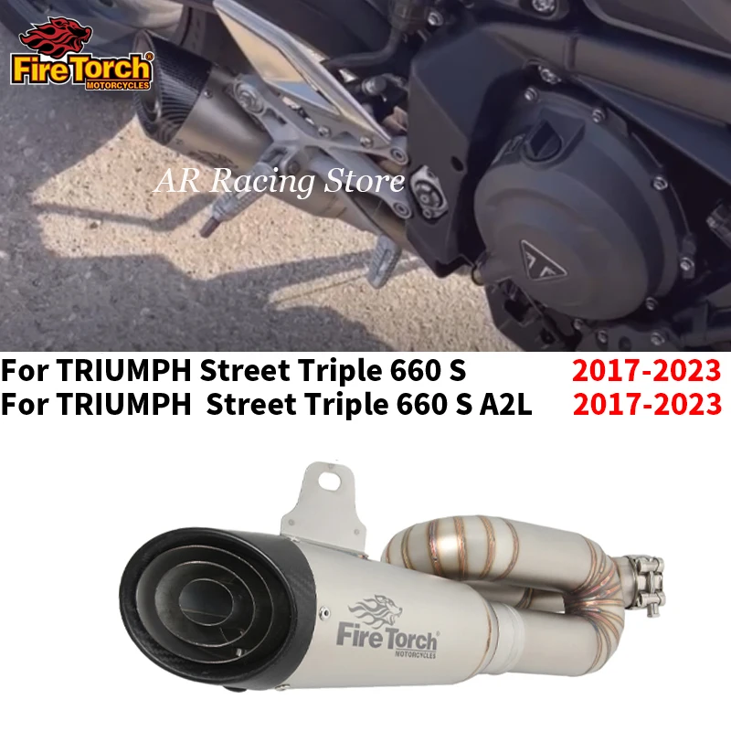 

Slip On For Triumph Street Triple 660 S A2L 2017 - 2023 Motorcycle Exhaust Systems Escape Modify Carbon Fiber Muffler Mid Pipe