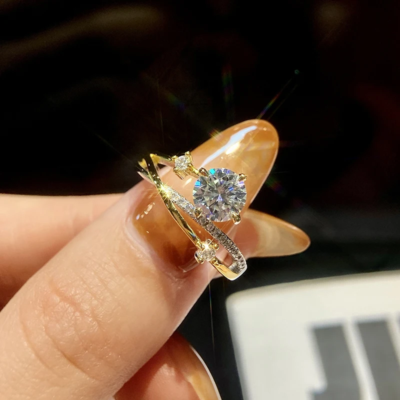 

KNB 1CT Star Trails Romantic Certified Moissanite Diamond Wedding Rings For Women Dating Gift 925 Sterling Silver Fine Jewelry