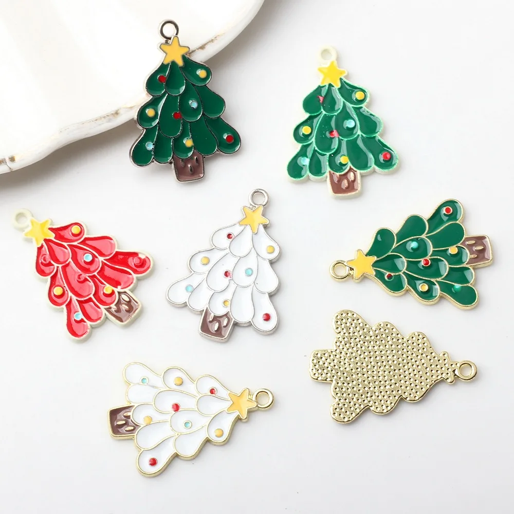 100pc Handmade Christmas Tree Pendant Charms Merry Xmas Pendants Necklace Earring Pendant Connectors Diy Jewelry Making Findings