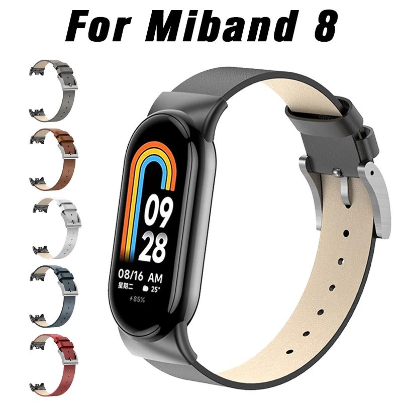 

Ремешок кожаный для Xiaomi Mi Band 8, сменный разноцветный браслет для Xiaomi mi Band 8