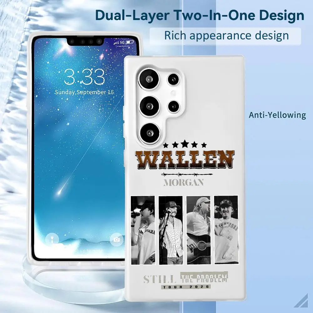 Singer m-Morgan Wallen Phone Case For Samsung Galaxy S25 S24 S22 S23 Ultra S21 S20 Plus Frosted Jelly Shockproof Soft Cover