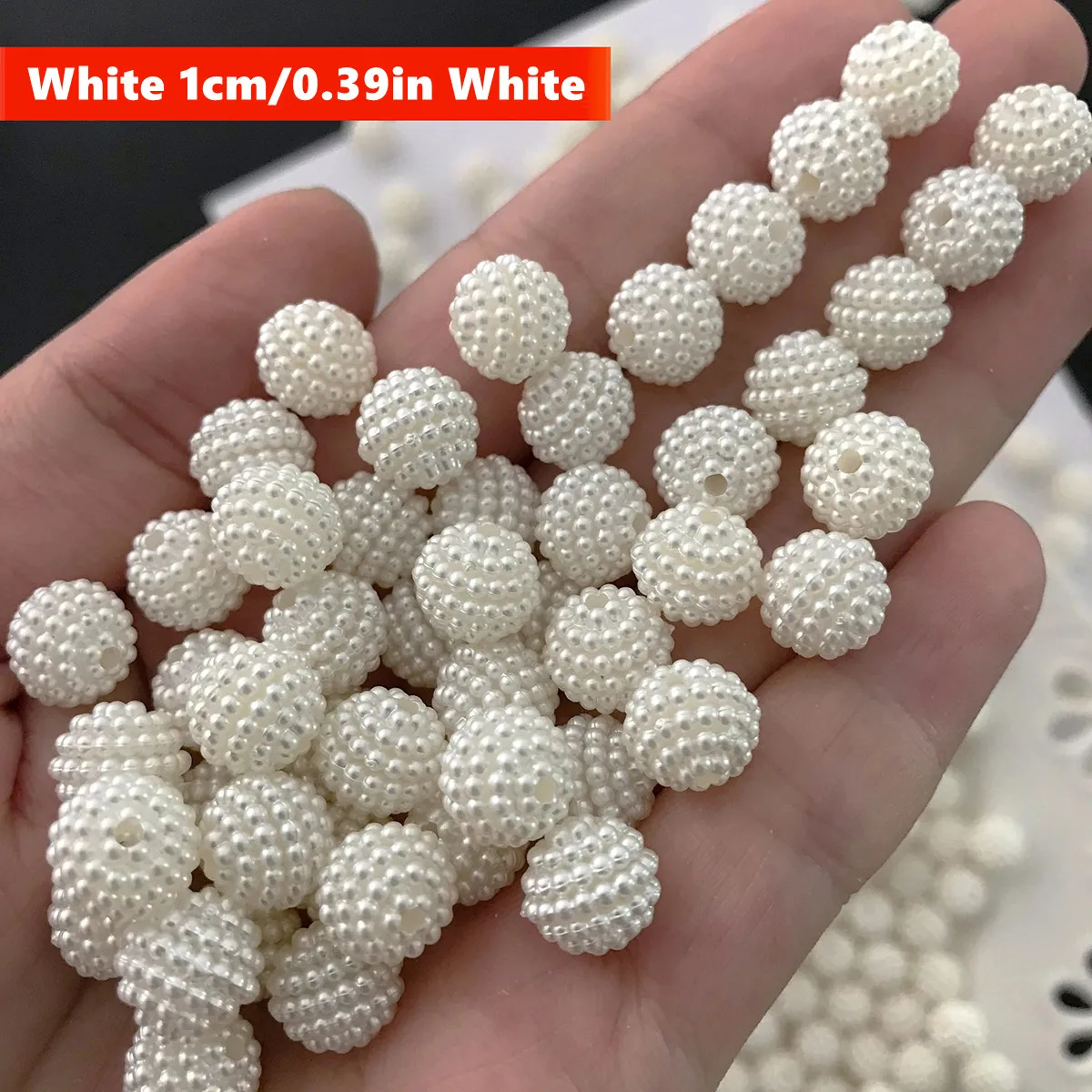 100 Stück 10 mm cremeweiße Bayberry-Kugel-Acrylperlen, geeignet für DIY-Herstellung, Armbänder, Halsketten