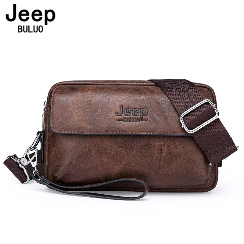 JEEP BULUO Brand Small Men Bags High Quality Leather Shoulder Crossbody Totes Clutch Handbags Business Brown Black Fashion New