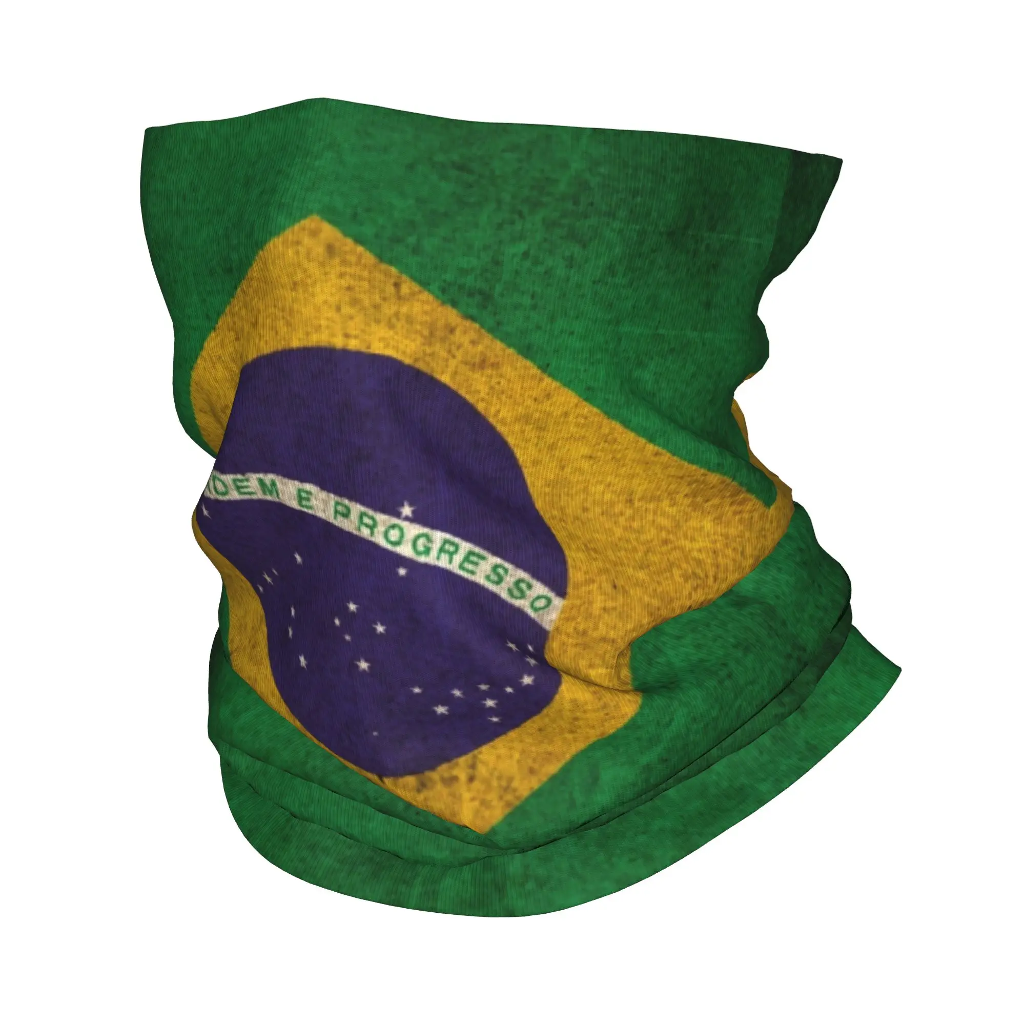 Flag of Brazil Bandana Winter Neck Warmer Men Windproof Wrap Face Scarf for Ski Brazilian Flag Gaiter Headband