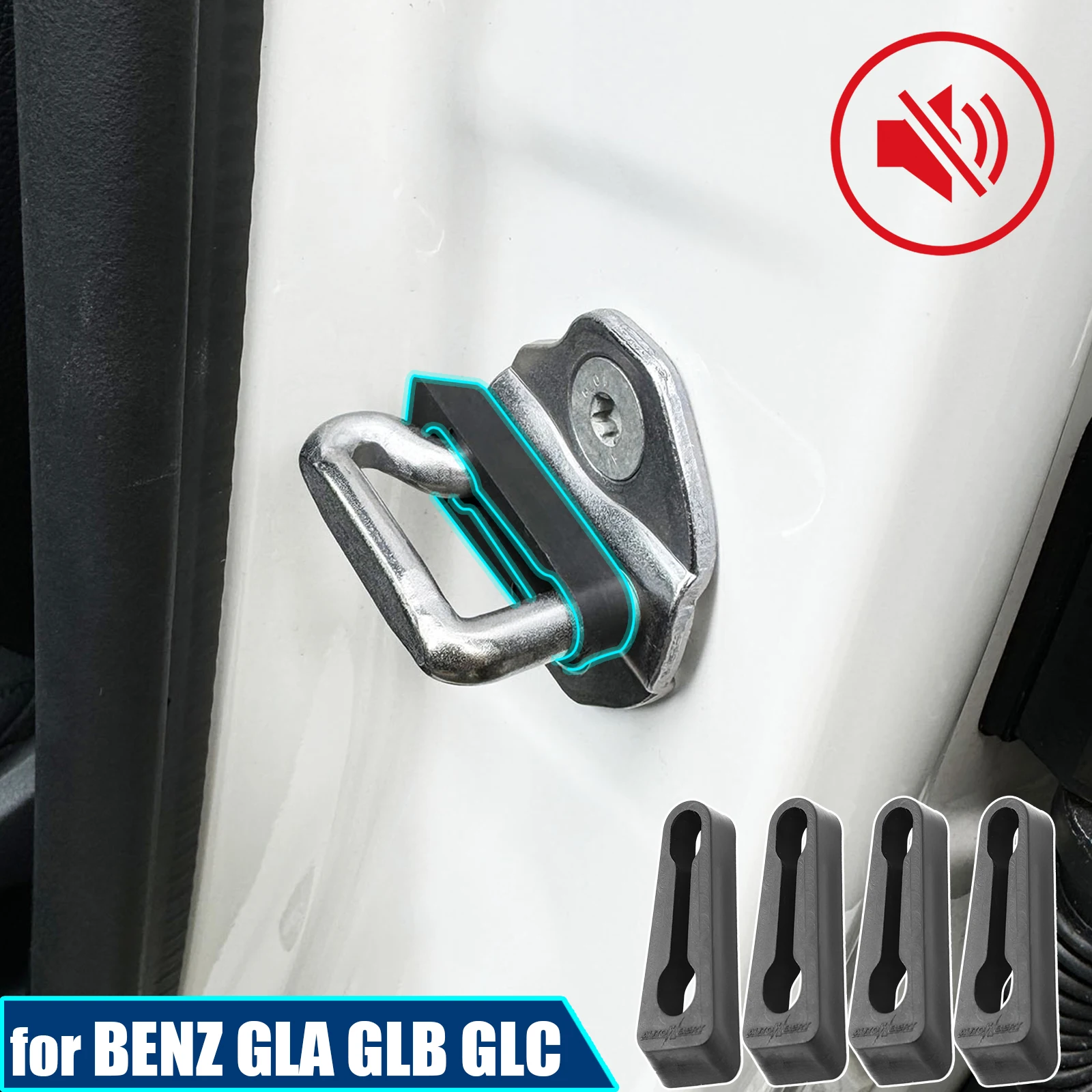 Door Lock Buffer Damper For Mercedes Benz A B C E Class GLA GLB GLC EQB CLA C200 E300  Creaking Noise Gap Seal Stopper Deadener