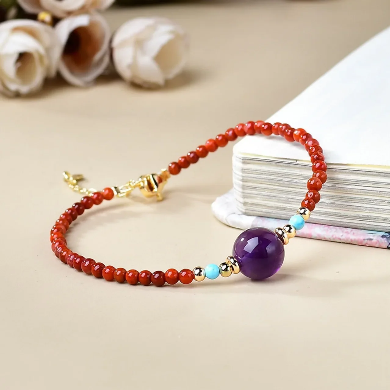 

Nanhong Agate Amethyst Bracelet Women's Light Luxury Fashion Lucky Bracelet, Adjustable, Gift