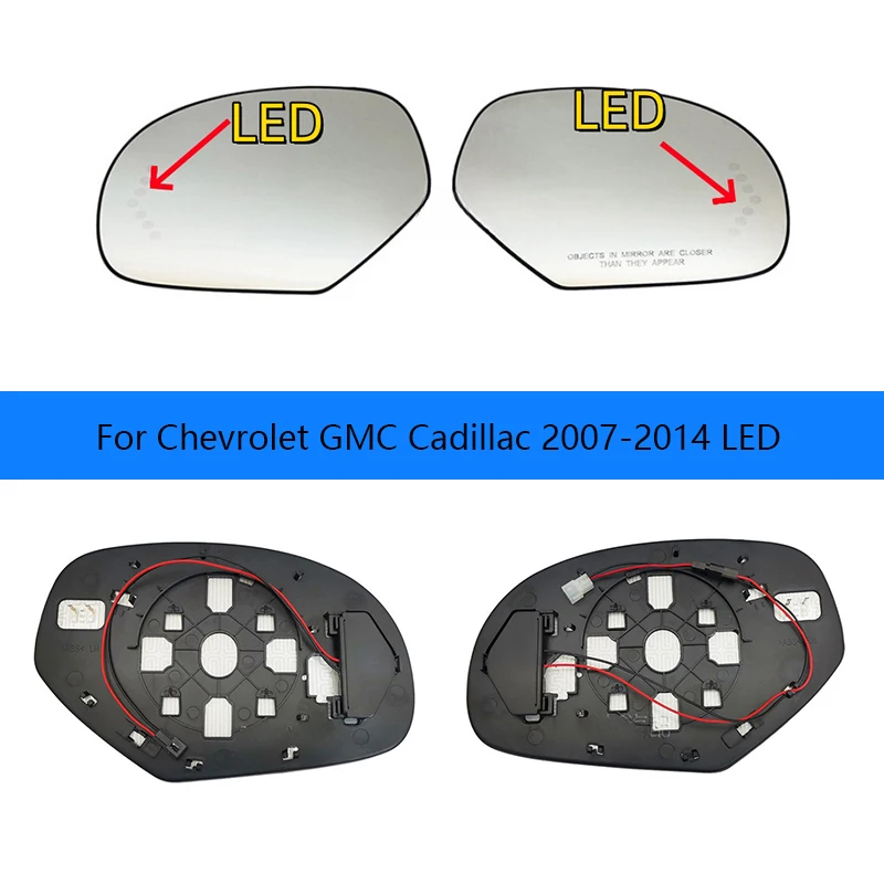 

Car Left/Right Side Heated Mirror Glass For Chevrolet GMC Cadillac 2007-2014 LED mirror rearview mirror reflector glass