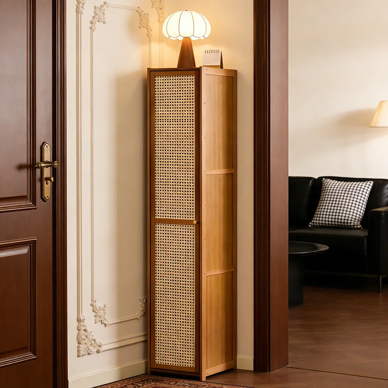 #Multi layer rattan shoe cabinet, bamboo shoe rack, living room storage cabinet