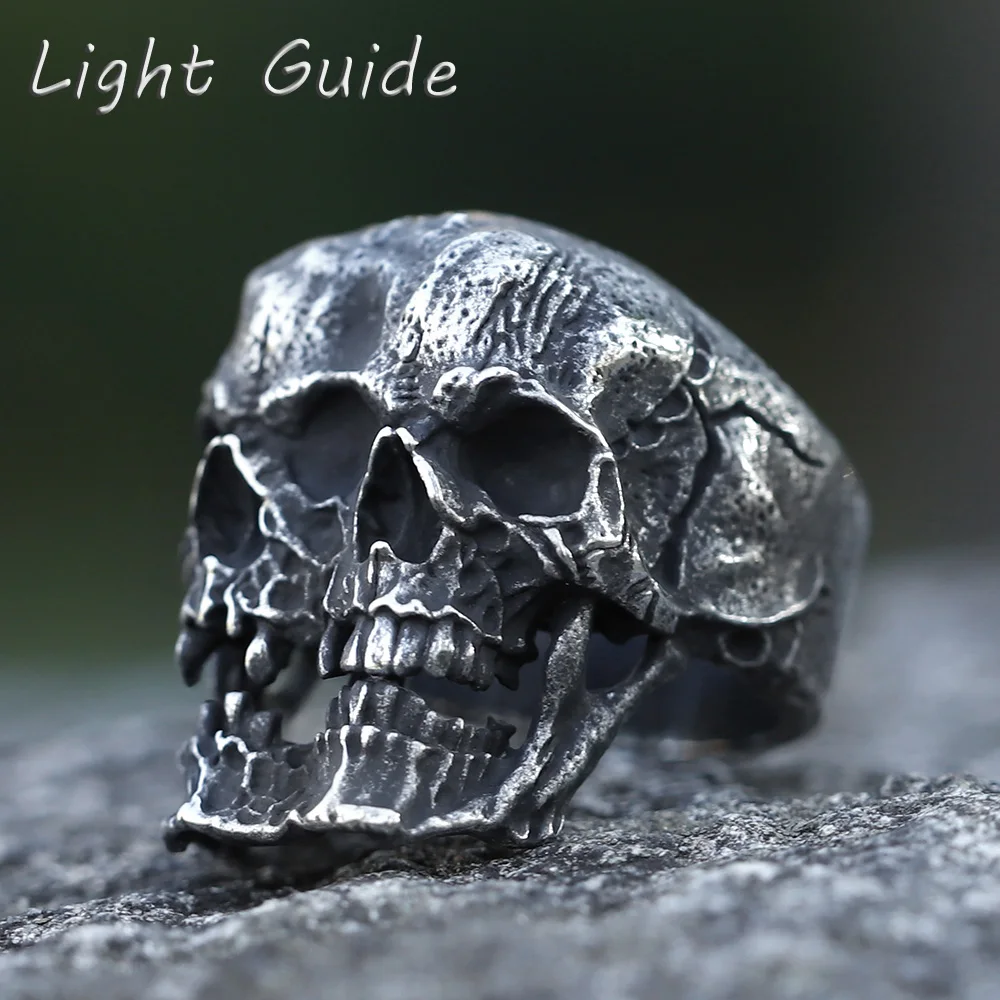NEW Men's 316L stainless steel Double headed Skull ring Gothic Biker PUNK Motorcycle Band Jewelry for Gifts free shipping