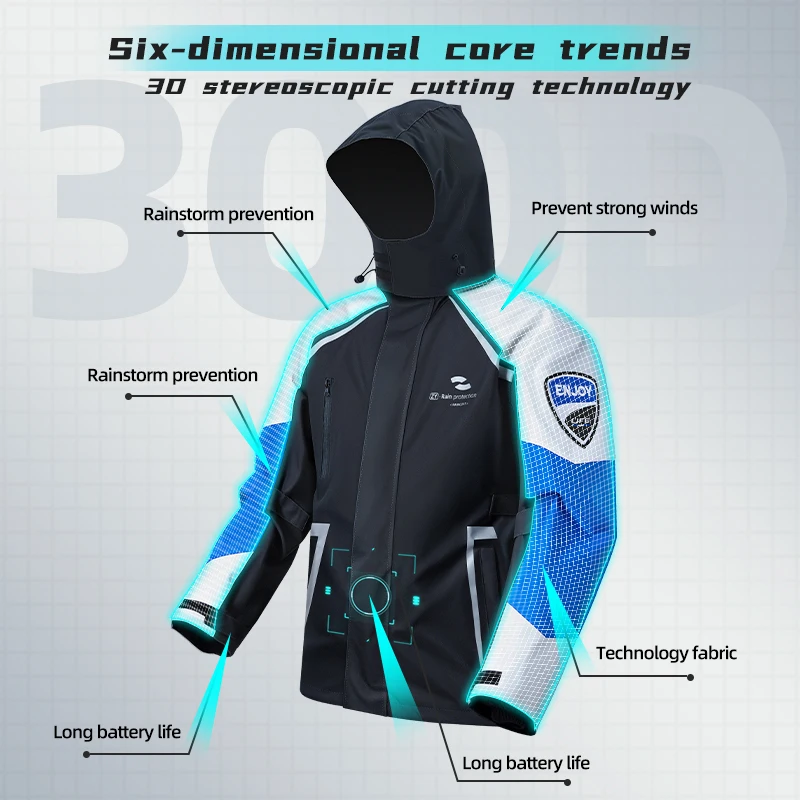 Oxford Motorcycle Raincoat Black Blue White Color Riding Jacket Pants Set Waterproof Night Riding for Delivery Men Adults