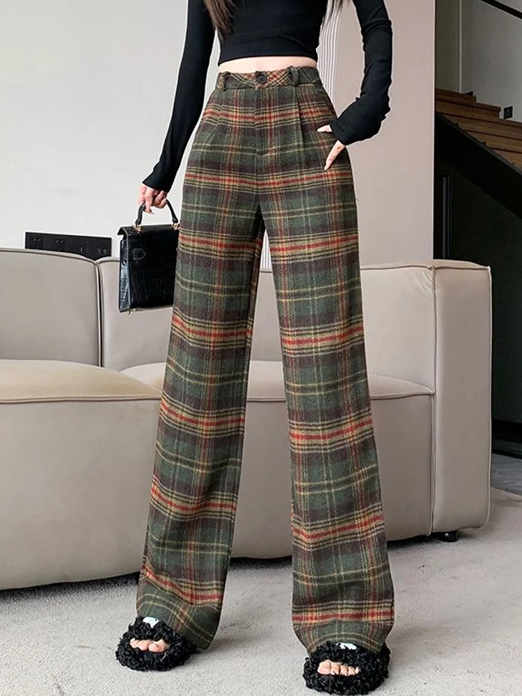 Women\'s Plaid Baggy Sweatpants Harajuku Streetwear Fashion Aesthetic Pants Retro 2000s Vintage Oversize Wide Leg Trouser Clothes