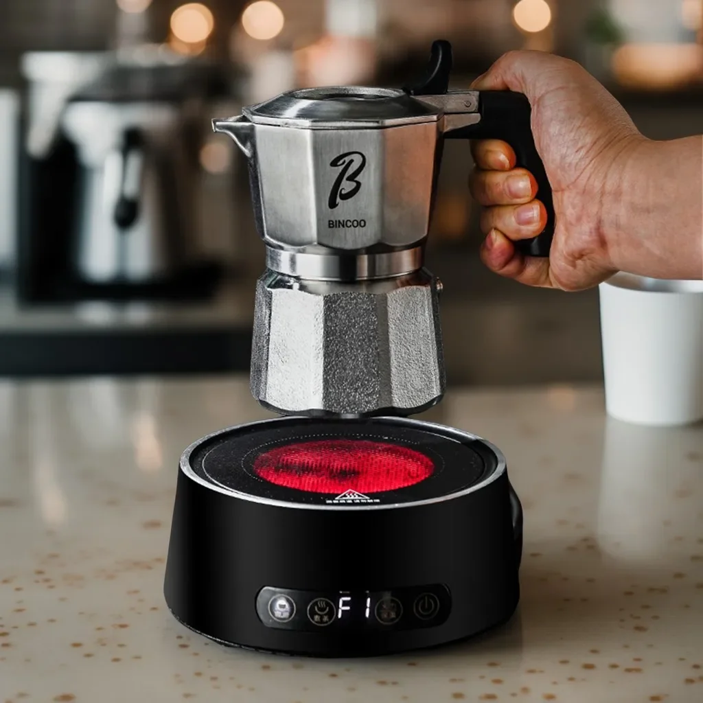 

Bincoo трехклапанный горшок для мока из нержавеющей стали, электрический горшок для керамики, бытовой итальянский кофейник для эспрессо, набор аксессуаров для бариста