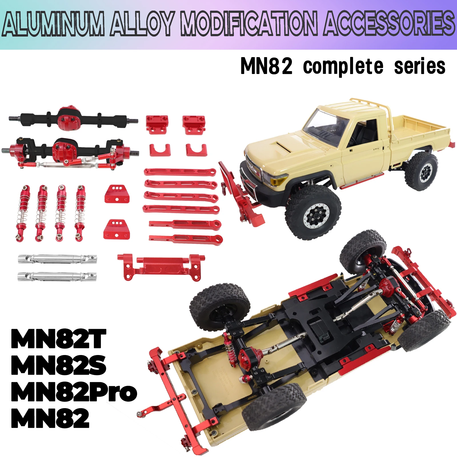 金属製フロントおよびリアアクスルリアプルロッドキット MN モデル 1/12 MN82T LC79 MN82S MN82Pro MN82 リモートコントロールカーアクセサリー用