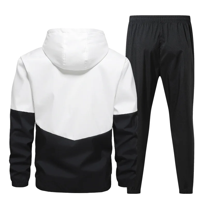 Men Casual Sets Mens Hooded Tracksuit Sportswear Jackets+Pants 2 Piece Sets Hip Hop Waterproof Sports Suit