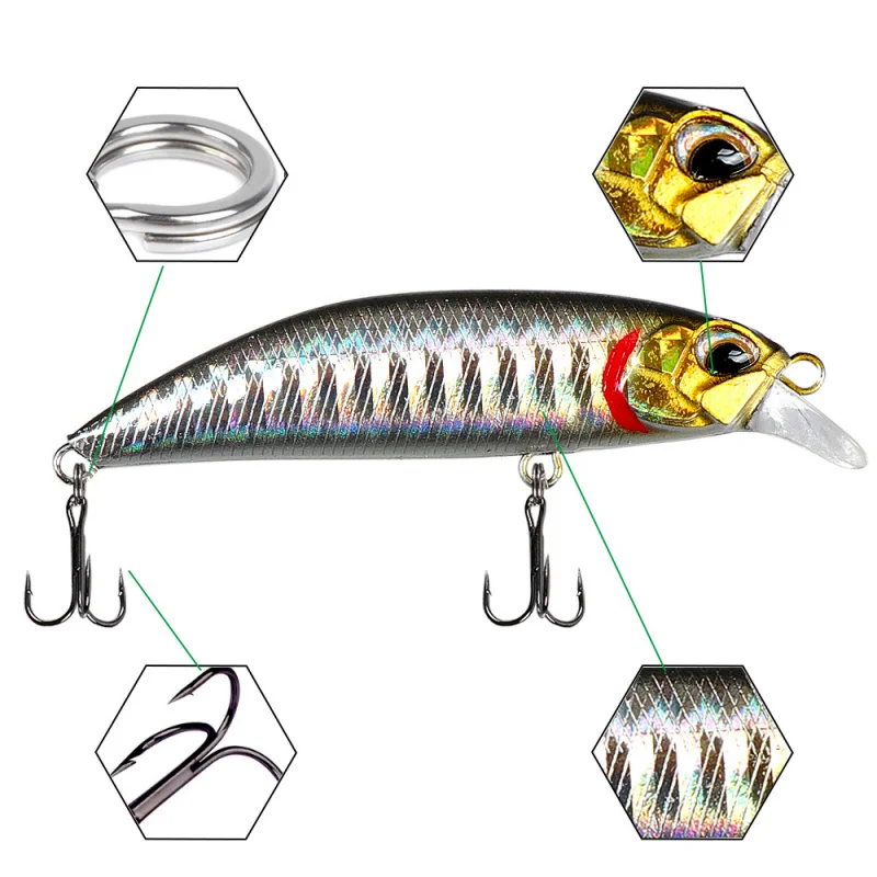 ,Fake Bait Submersible Minnow Lua Fake Bait7cm/8gLong Casting Meeresangeln Süßwasserangeln für Red Snapper, Barsch und Makrele