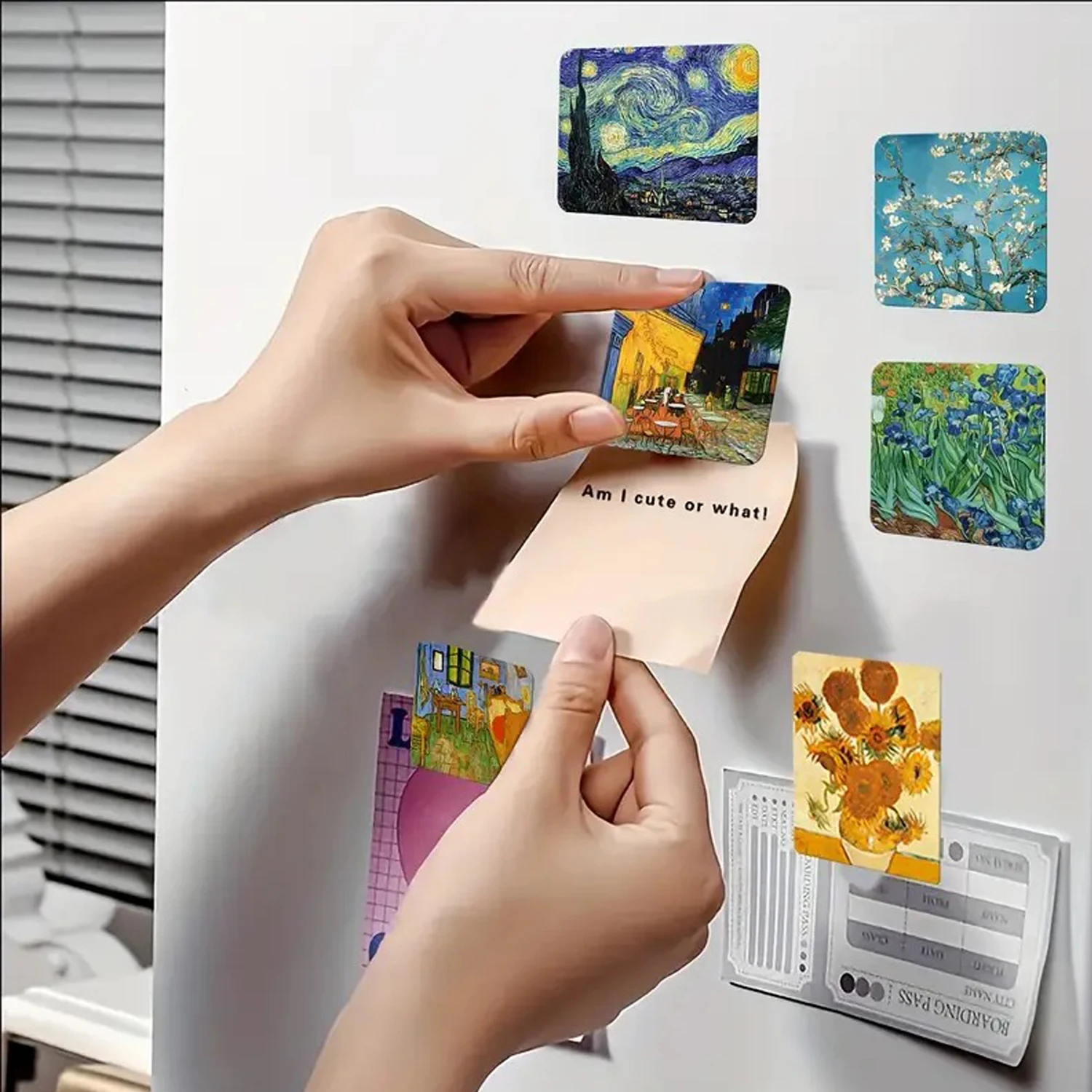 4PCS/SET Art Print Refrigerator Magnet, World Famous Paintings Creative Decorative Magnetic Refrigerator Stickers