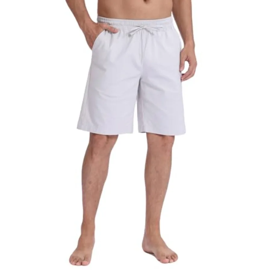 

Men's Stretch Cotton Linen Shorts Casual Drawstring Relax Fit Elastic Waist Summer Beach Linen Shorts