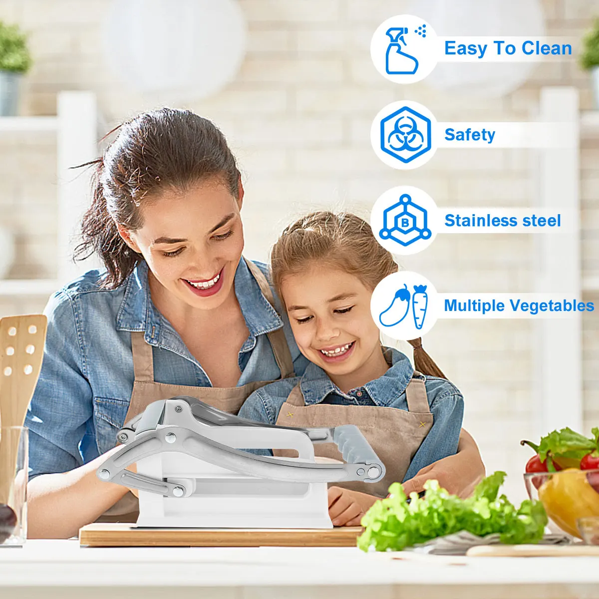 French Hand Pressed Potato Slicer Stainless Steel Fry Machine 25/49 Hole Portable Potato Chip Machine Manual Slicer